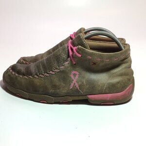 Twisted X Boot Brown/Pink Trim WDM0051 Size 8.5M Breast Cancer Awareness￼